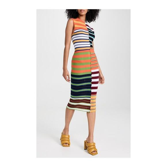Marni Striped Midi Dress Virgin Wool Knitted Colorful IT Size 44 US Size 8 - Picture 1 of 15